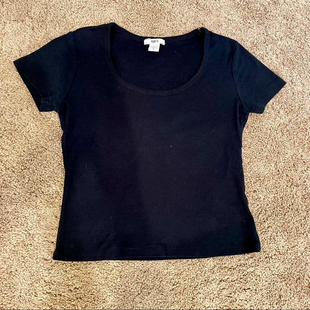 Basic Black Fitted Tee; somewhat cropped